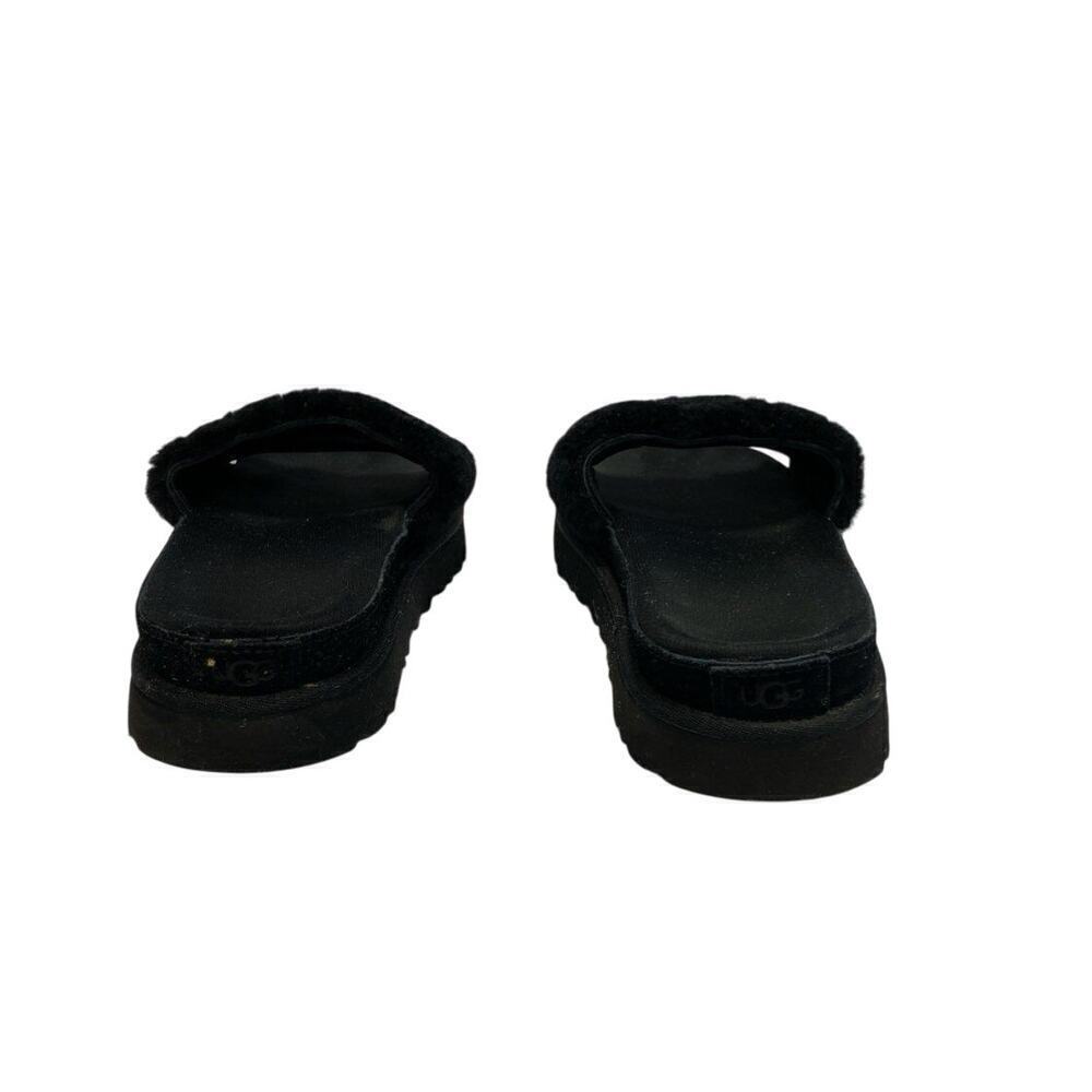 UGG Black Women's Size 6 Logo Laton Fur Loungewear Foam House Slides Sandals - Picture 6 of 9